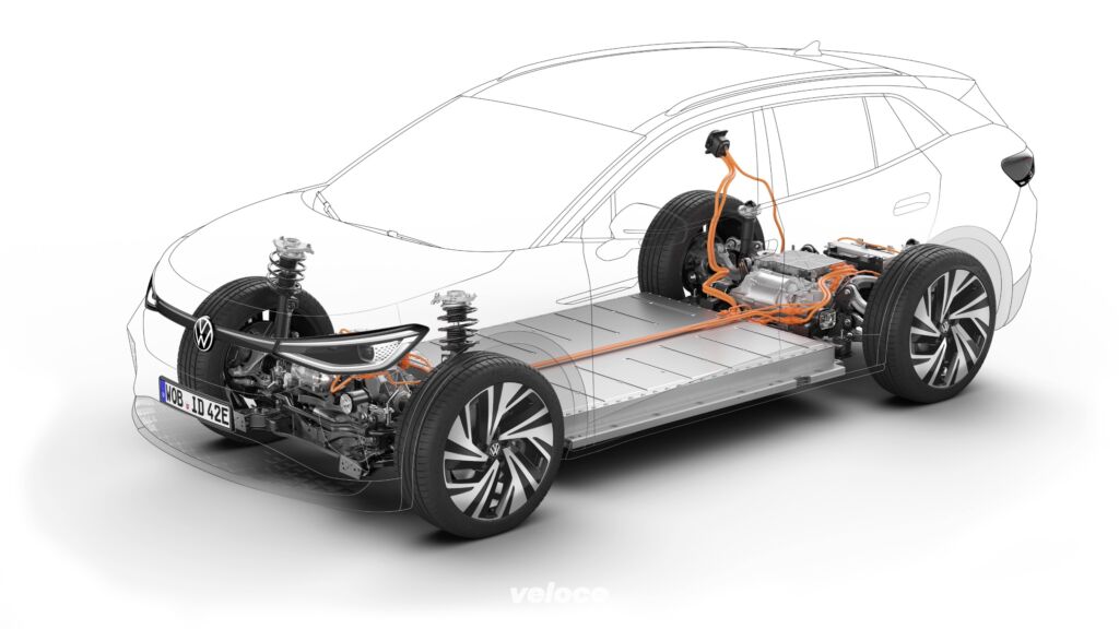 La piattaforma MEB di una Volkswagen ID.4 La piattaforma MEB di una Volkswagen ID.4