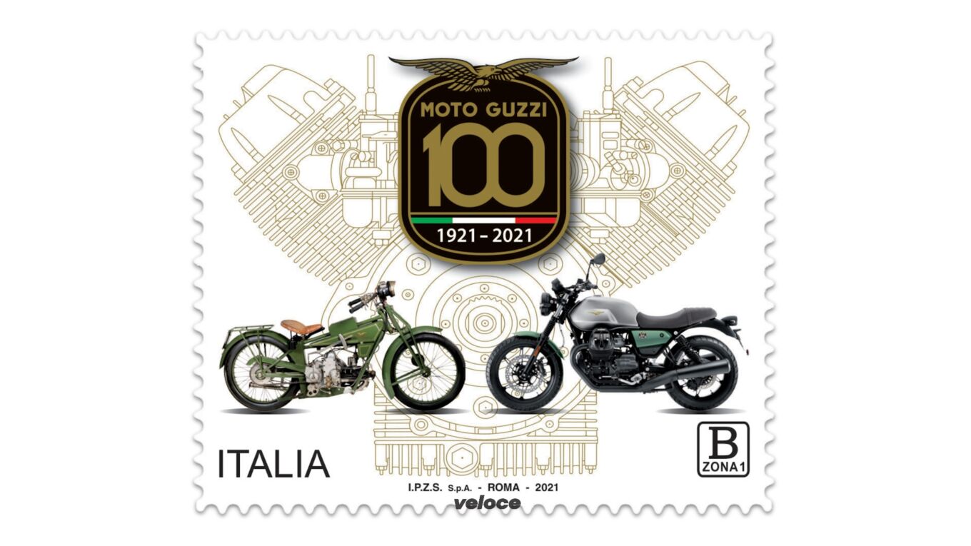 Cent’anni di Moto Guzzi in un francobollo Cent’anni di Moto Guzzi in un francobollo