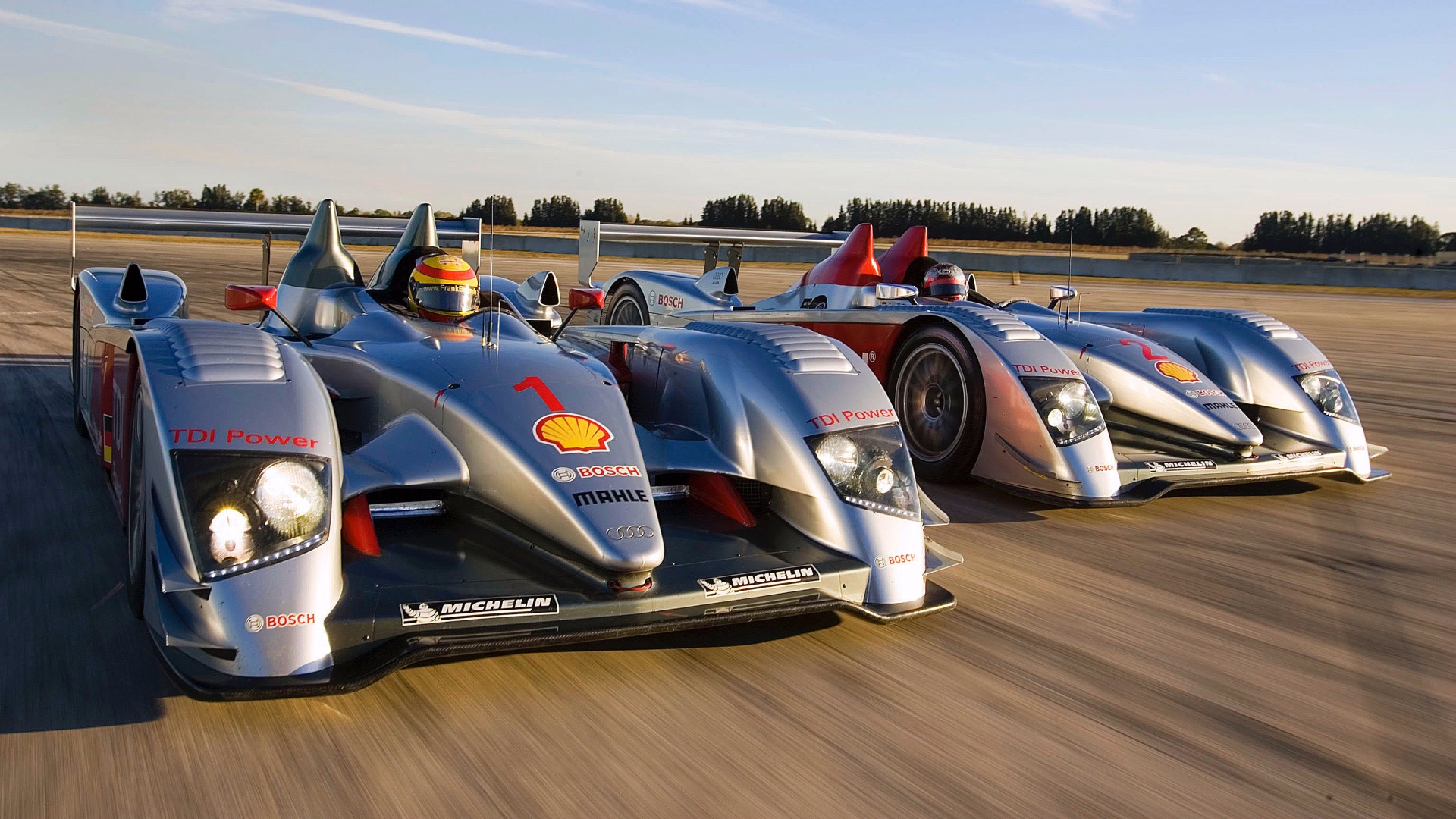 The two Audi R10 cars at the "Sebring Winter Test"