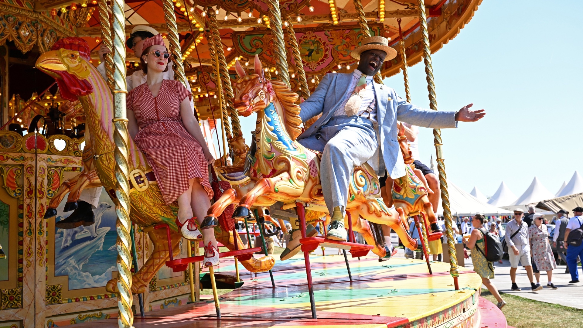 Dandy Wellington enjoying the fun fair at the 2023 Goodwood Revival. Ph. by PA.