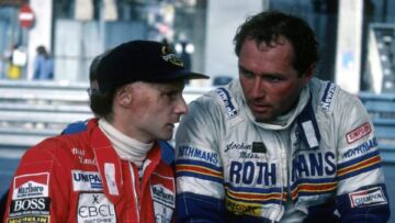 Jochen Mass con Niki Lauda Jochen Mass con Niki Lauda