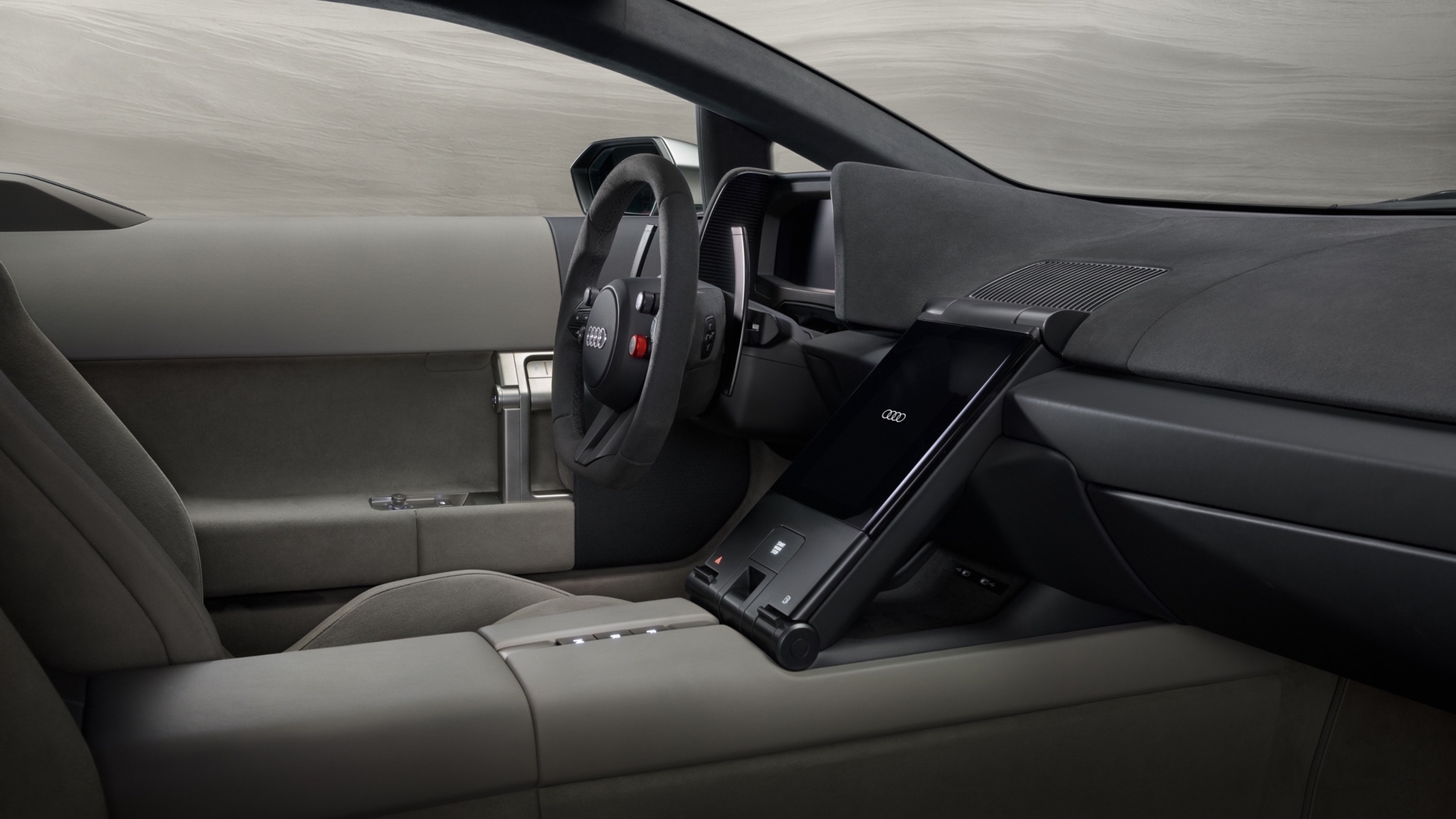 In-studio interior view, interior door, steering wheel, dashboard In-studio interior view, interior door, steering wheel, dashboard